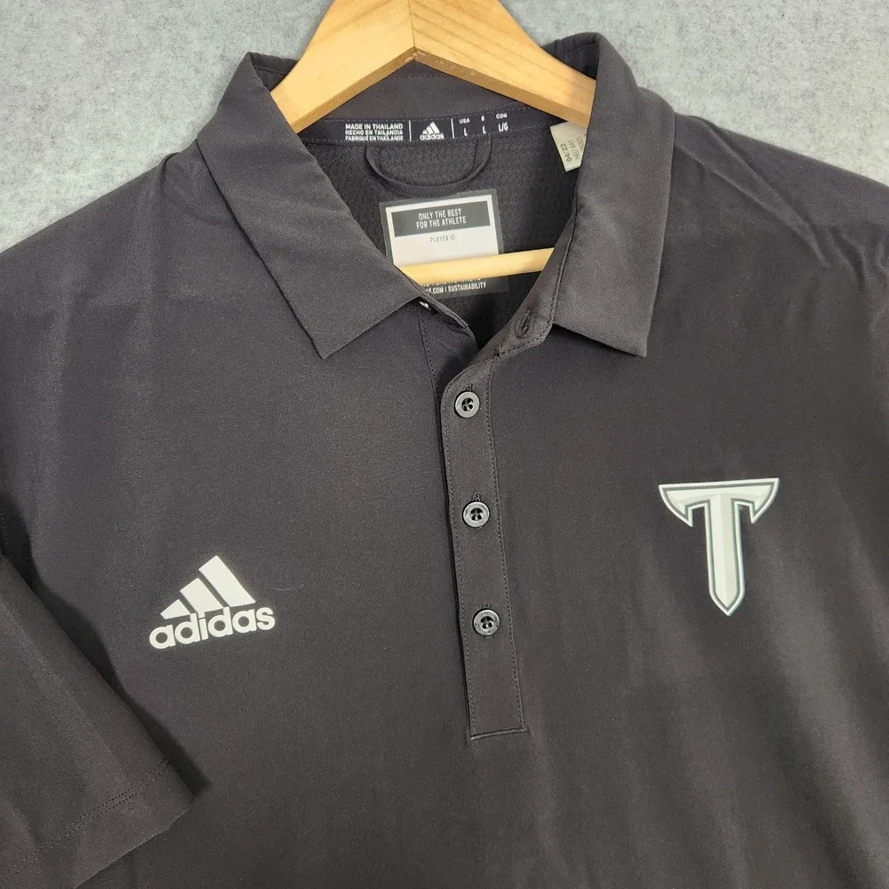 Troy University Shirt Mens Large Black Coaches Polo Team Issue Trojans Cooling